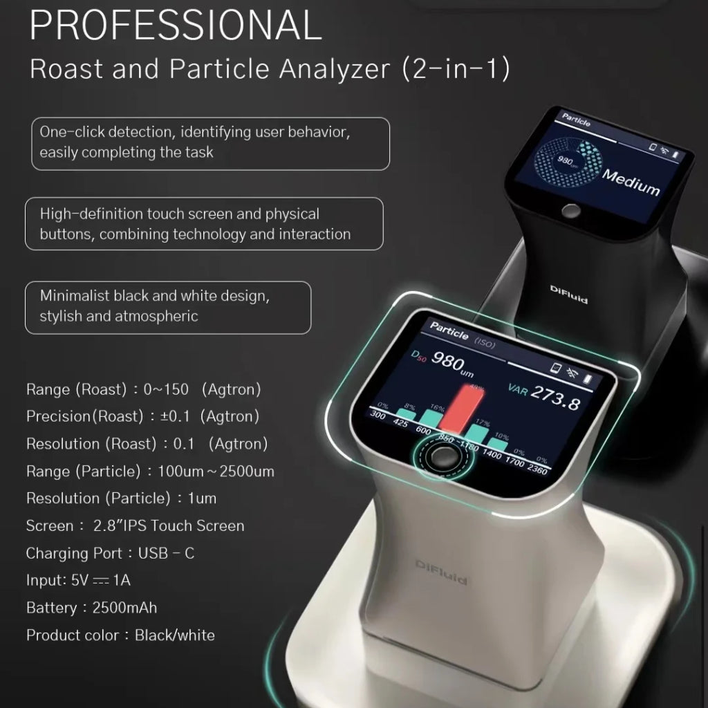 Difluid Omni Coffee Roast Color Meter Analyzer and Grind Size Analyzer