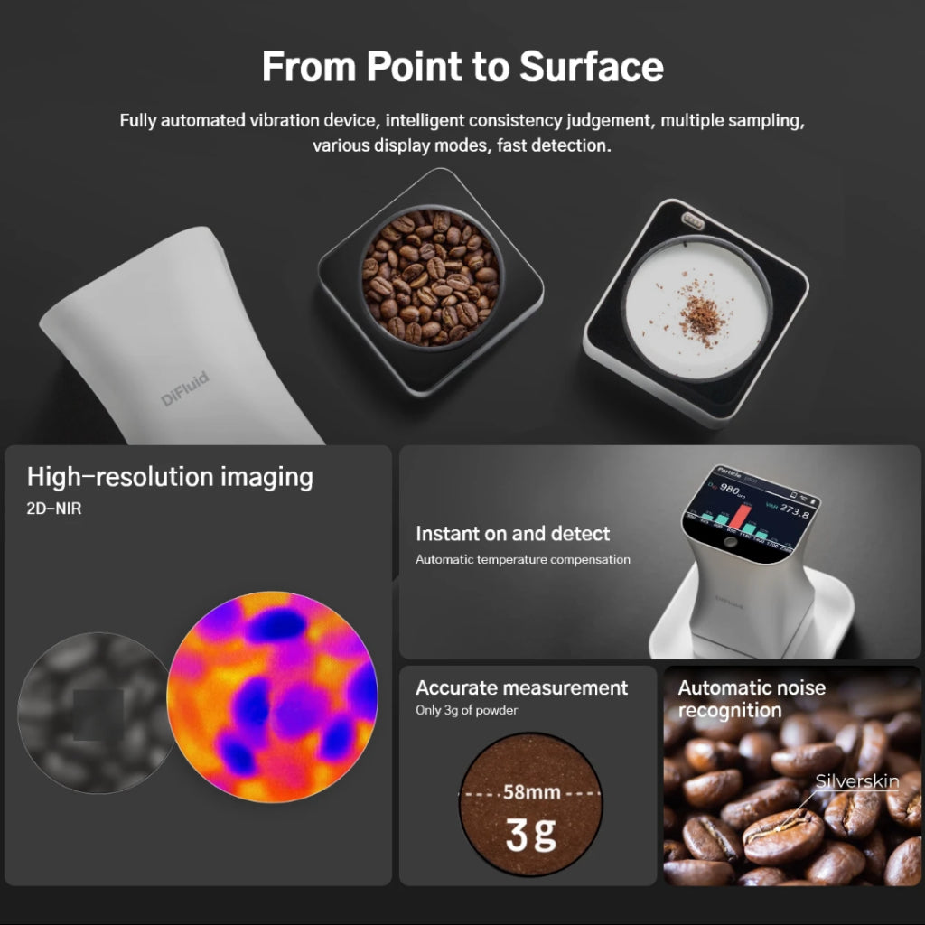 Difluid Omni Coffee Roast Color Meter Analyzer and Grind Size Analyzer